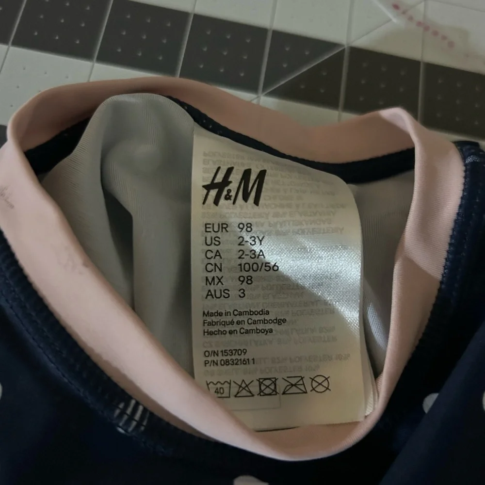 H&M Dark Blue Polka Dot Kids Swimwear
